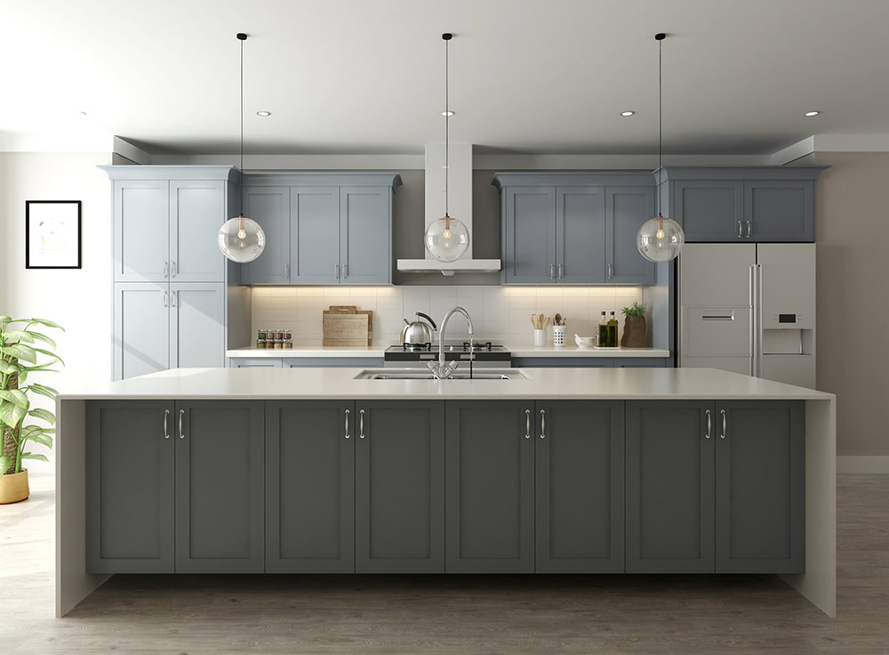 actual customer Storm Grey Frameless Kitchen Cabinets