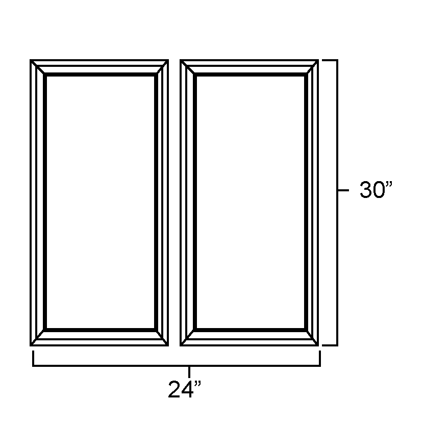 Elegant White Shaker Set of Plain Glass Doors for W2430