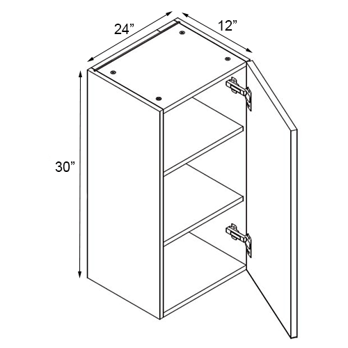 Walnut Frameless Single Door Wall Cabinet - 24″W x 30″H