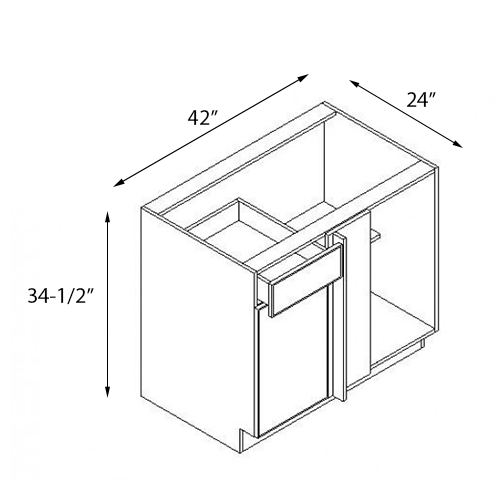 Frameless White Shaker Base Blind Cabinet - 42″W x 34-1/2″H