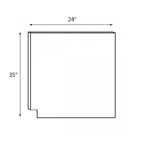 Frameless White Shaker Dishwasher End Panel - 3/4″W x 24″D x 35″H