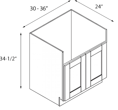 Frameless White Shaker Double Door Farm Sink Base Cabinet - 30″W x 34-1/2″H (Assembled)