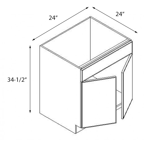 Frameless White Shaker Double Door Sink Base Cabinet - 24″W x 34-1/2″H (Assembled)