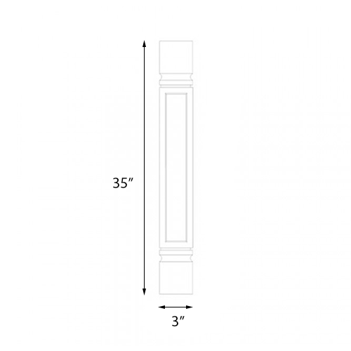 Frameless White Shaker Square Spool - 3″W x 35″H (Assembled)