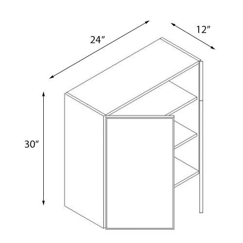 Frameless White Shaker Double Door Wall Cabinet - 24″W x 30″H (Assembled)