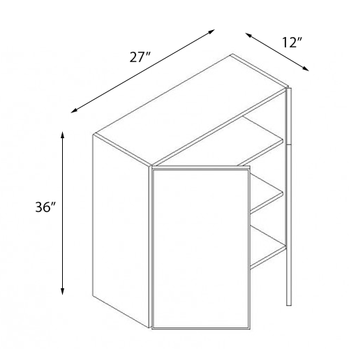Frameless White Shaker Double Door Wall Cabinet - 27″W x 36″H (Assembled)