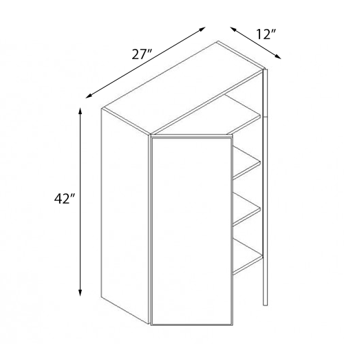 Frameless White Shaker Double Door Wall Cabinet - 27″W x 42″H (Assembled)