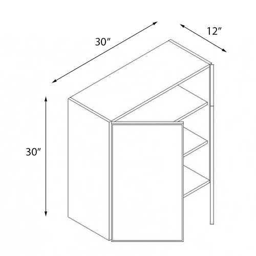 Frameless White Shaker Double Door Wall Cabinet - 30″W x 30″H (Assembled)