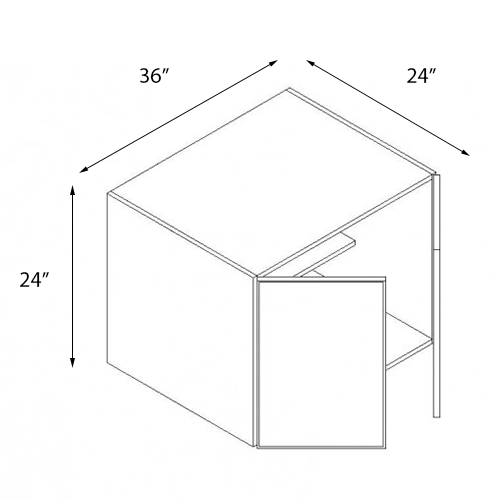 Frameless White Shaker Deep Double Door Wall Cabinet - 36″W x 24″H x 24″D (Assembled)