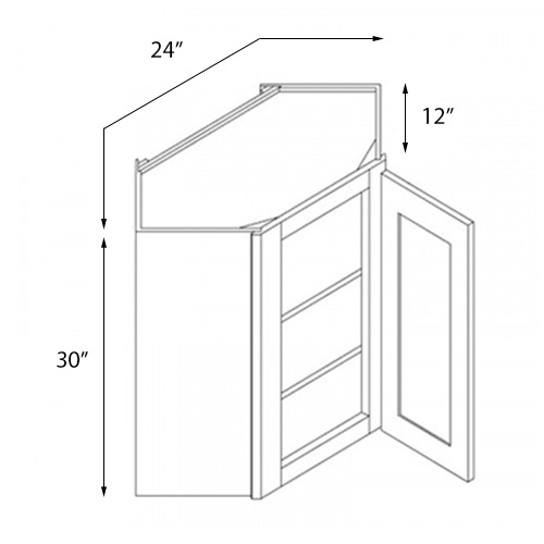 Storm Grey Single Door Wall Diagonal Cabinet - 24″W x 30″H