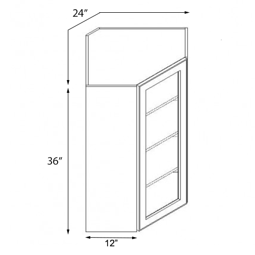 Frameless White Shaker Single Door Wall Diagonal Open Face Cabinet - 24″W x 36″H