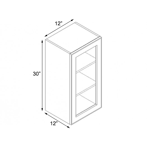 Frameless White Shaker Single Door Wall Open Face Cabinet - 12″W x 30″H (Assembled)