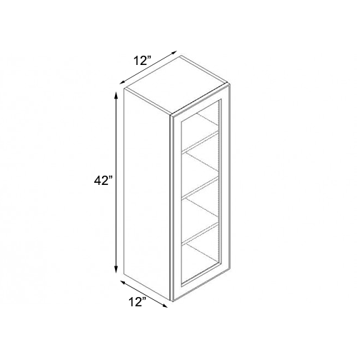 Frameless White Shaker Single Door Wall Open Face Cabinet - 12″W x 42″H