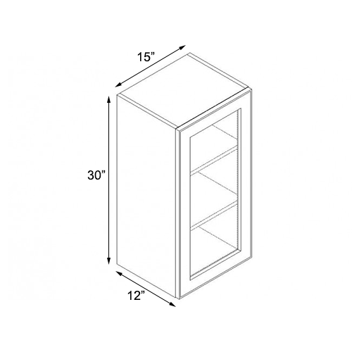 Frameless White Shaker Single Door Wall Open Face Cabinet - 15″W x 30″H
