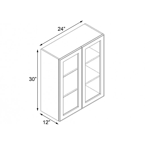 Frameless White Shaker Double Door Wall Open Face Cabinet - 24″W x 30″H