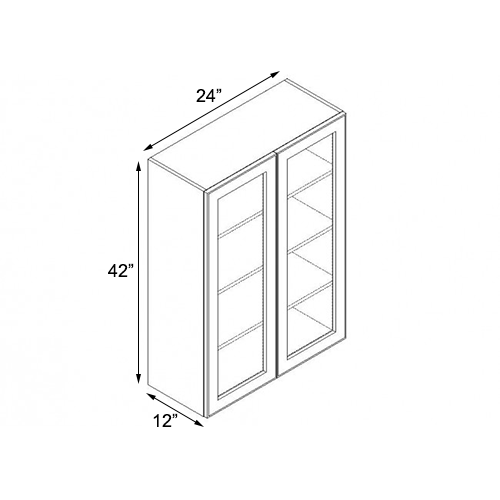 Frameless White Shaker Double Door Wall Open Face Cabinet - 24″W x 42″H