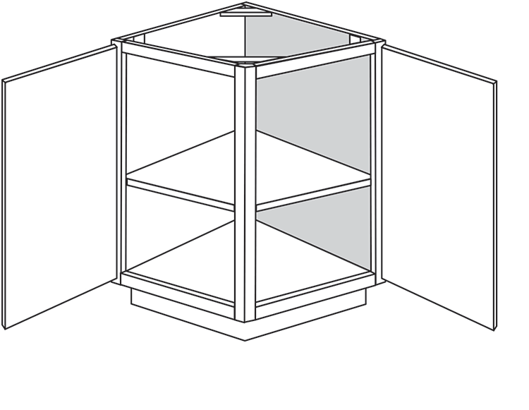 Rustic Shaker Single Door Angle Base Cabinet 24″W