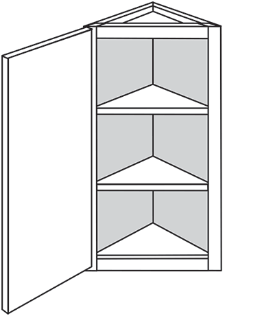 Rustic Shaker Single Door Angle Wall Cabinet 12″W x 30″H