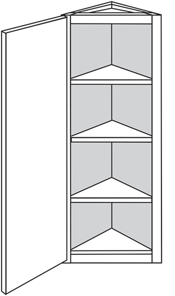 Devon Shaker Single Door Angle Wall Cabinet 12″W x 42″H