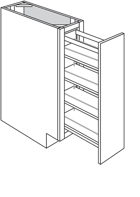 Devon Shaker Single Door Full-Height Base Cabinet w/ Pullout 9″W