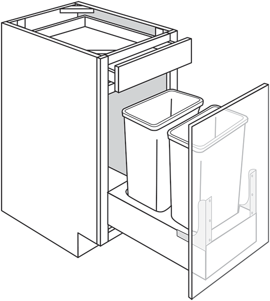 Devon Shaker Single Door Base Cabinet w/ Soft-Close Trash Pullout 18″W