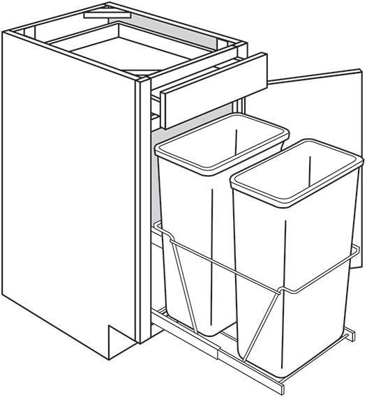 Radnor Slab Single Door Base Cabinet w/ Trash Pullout 18″W