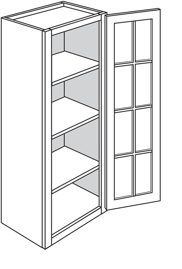 Radnor Slab Single Door Wall Cabinet w/ Glass Door 18″W x 42″H