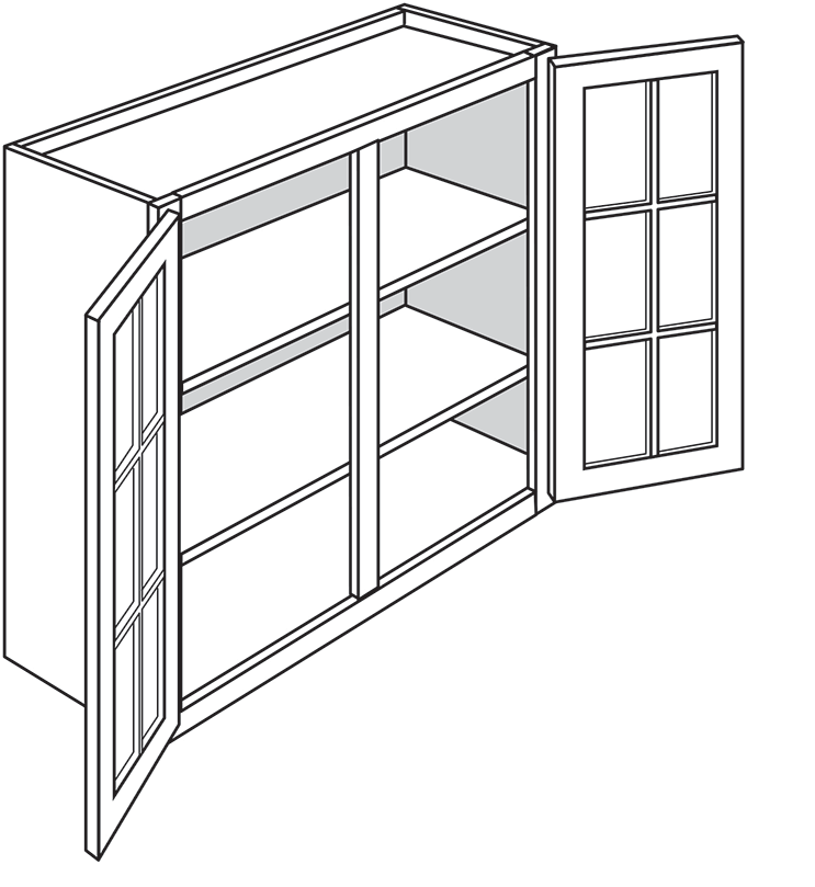 Devon Shaker Double-Door Wall Cabinet w/ Glass Door 30″W x 30″H