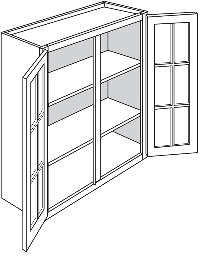 Devon Shaker Double-Door Wall Cabinet w/ Glass Door 30″W x 36″H