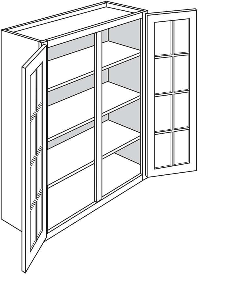 Radnor Slab Double-Door Wall Cabinet w/ Glass Door 30″W x 42″H