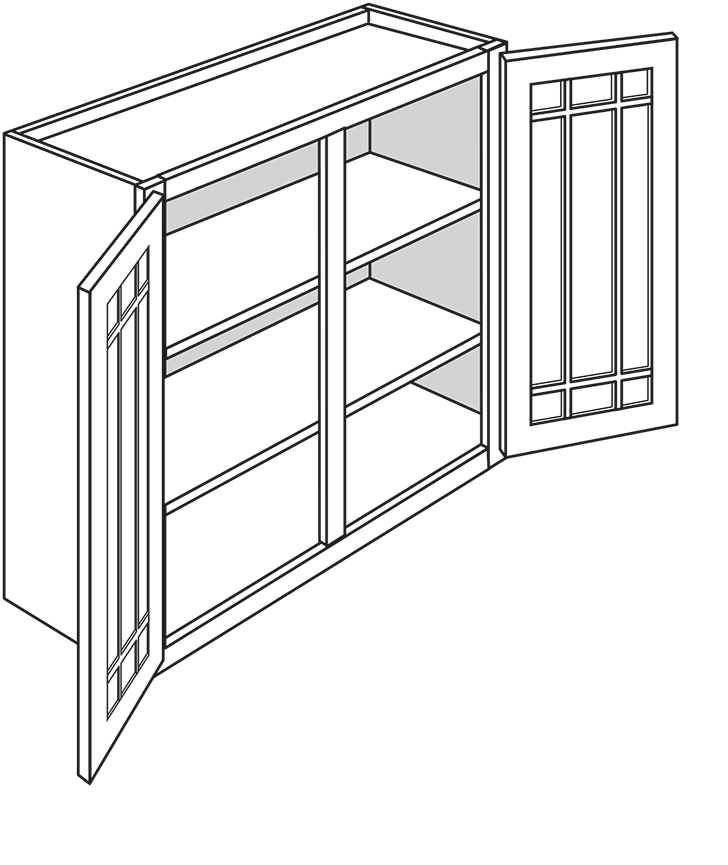 Radnor Slab Double-Door Wall Cabinet w/ Prairie Glass Door 36″W x 30″H