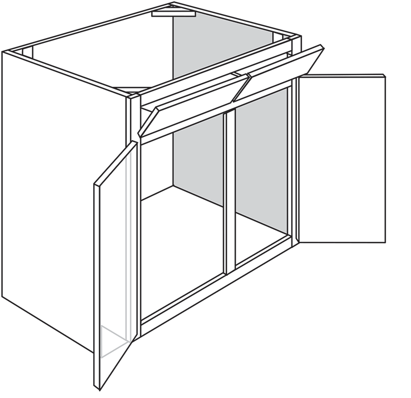 Radnor Slab Double-Door Sink Base Cabinet w/ 2 Tiltout Trays 36″W