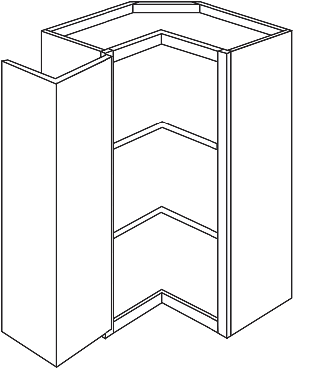 Radnor Slab Single Door Square Corner Wall Cabinet 24″W x 30″H