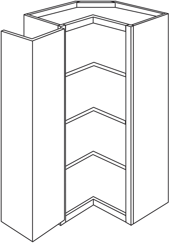 Devon Shaker Single Door Square Corner Wall Cabinet 24″W x 42″H