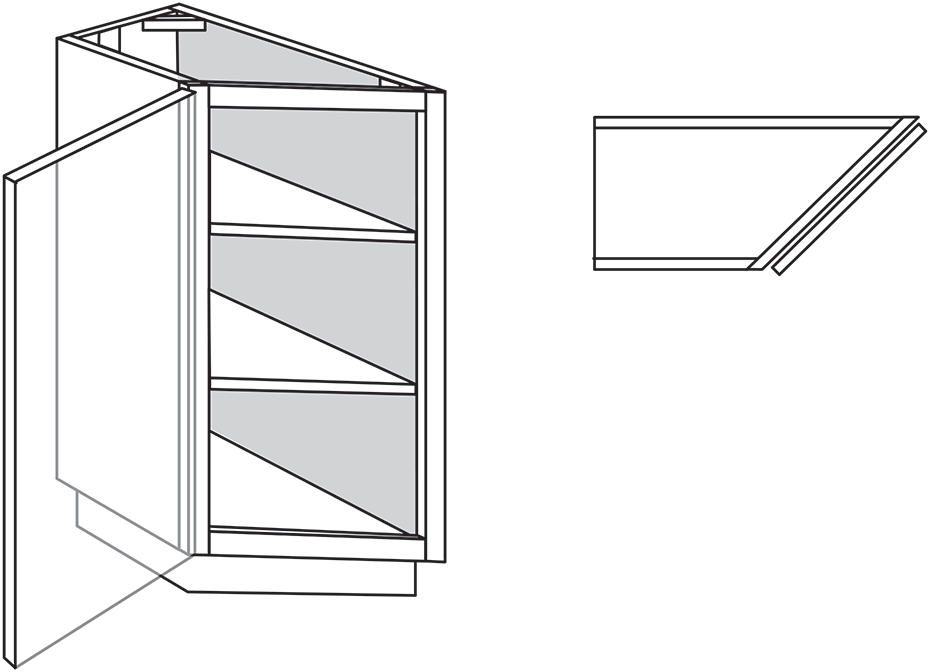 Devon Shaker Single Door Transition Base Cabinet  12″W