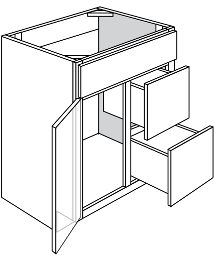 Radnor Slab Single-Door Vanity Cabinet W/ 2x Drawers 30″W
