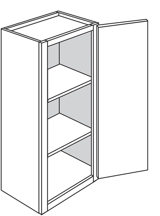 Rustic Shaker Single Door Wall Cabinet 12″W x 36″H