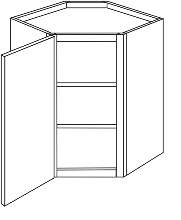 Rustic Shaker Single Door Diagonal Wall Cabinet 24″W x 30″H