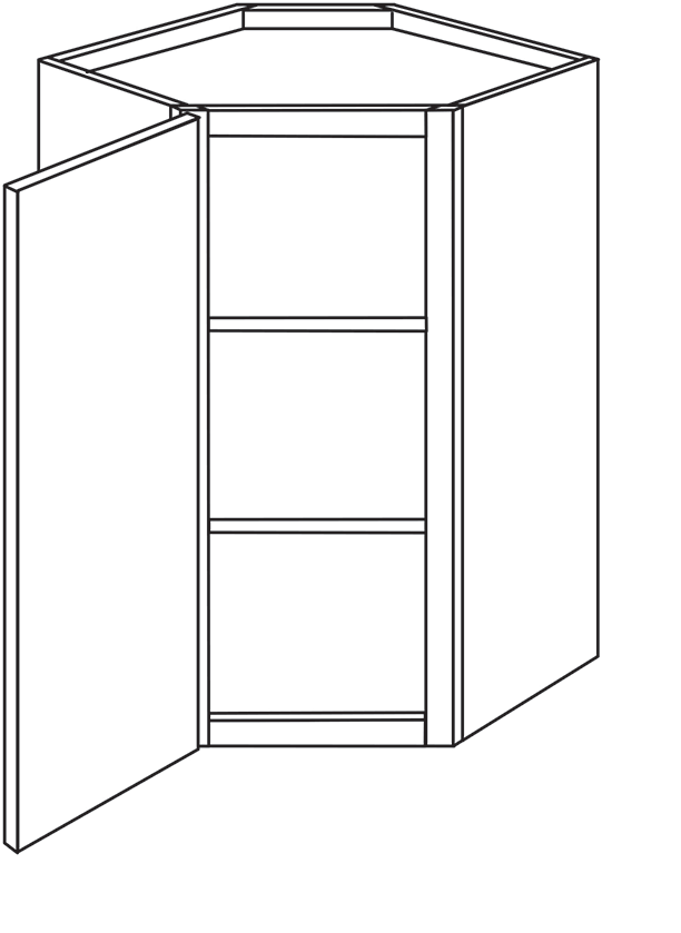 Rustic Shaker Single Door Diagonal Wall Cabinet 24″W x 36″H