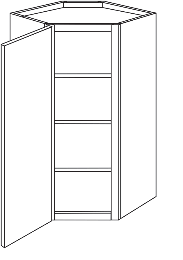 Devon Shaker Single Door Diagonal Wall Cabinet 24″W x 42″H