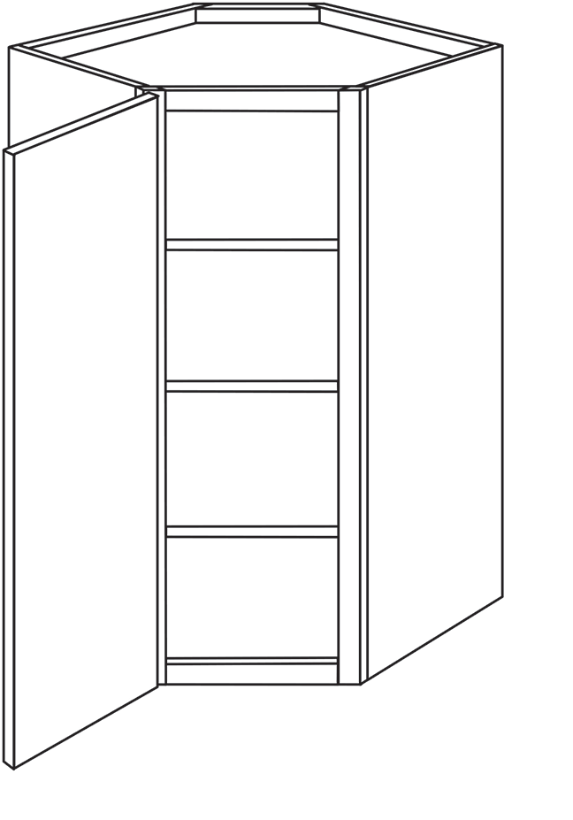 Devon Shaker Single Door Diagonal Wall Cabinet 27″W x 42″H