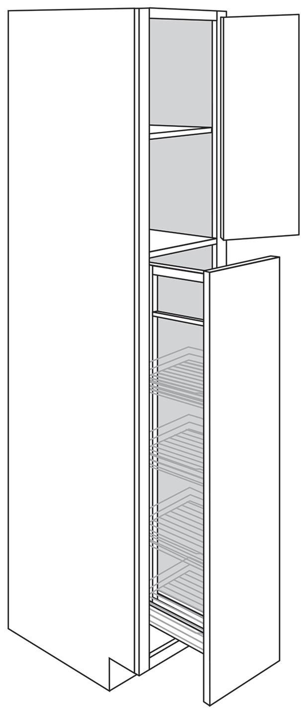 Springfield Shaker Double-Door Pantry Cabinet w/ Pullout 18″W x 90″H