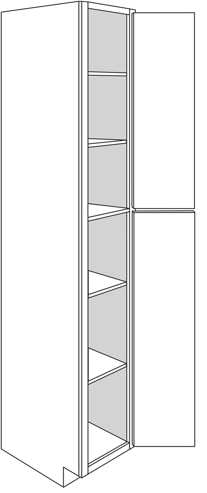 Rustic Shaker Double-Door Pantry Cabinet 18″W x 96″H