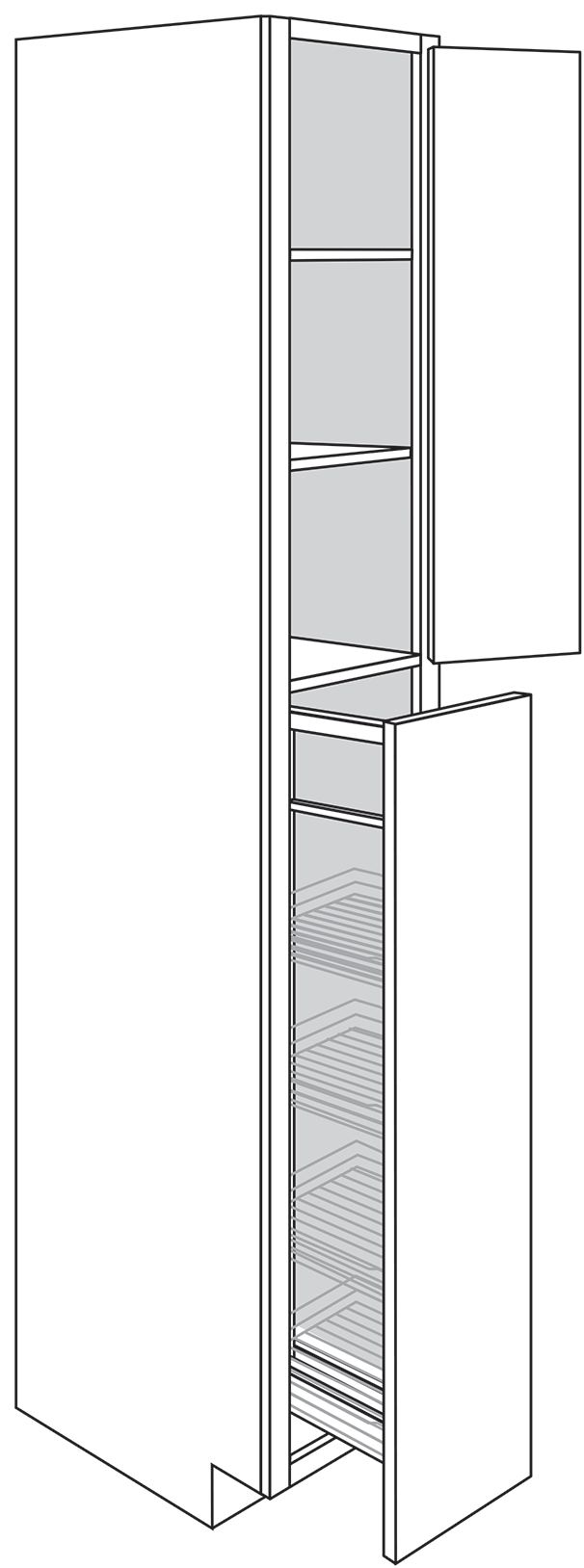 Devon Shaker Double-Door Pantry Cabinet w/ Pullout 18″W x 96″H