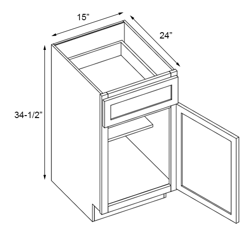 Florence Slate Shaker Single Door Standard Base Cabinet - 15″W x 34-1/2″H