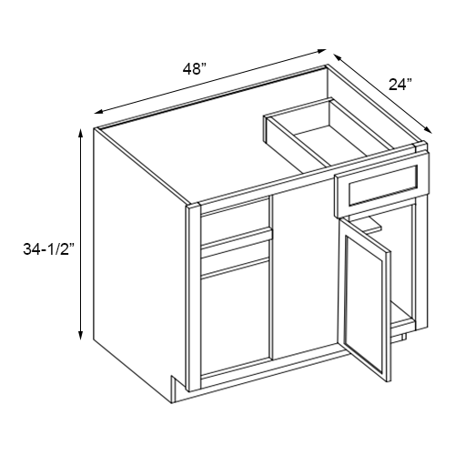 Florence Grey Shaker Single Door Blind Base Cabinet - 48″W x 34-1/2″H