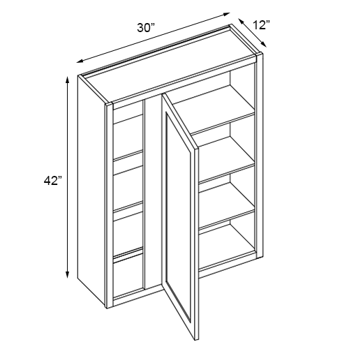 Florence Slate Shaker Single Door Blind Wall Cabinet - 30″W x 42″H