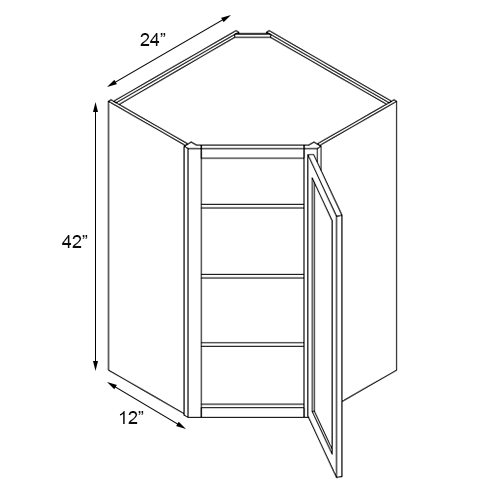 Florence Grey Shaker Single Door Corner Wall Cabinet - 24″W x 42″H