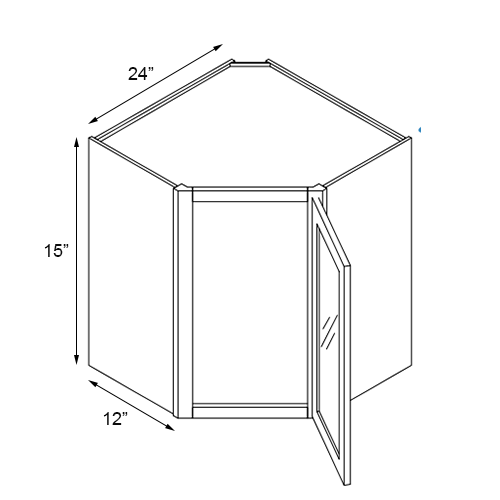 Florence Slate Shaker Single Glass Door Wall Corner Stacking Cabinet - 24″W x 15″H