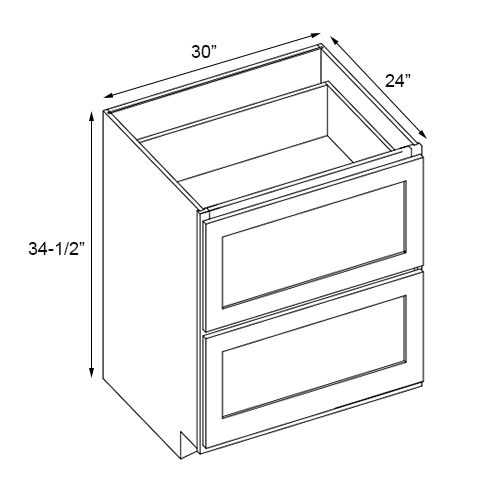Grizzly Shaker 2 Drawer Base Cabinet - 30″ W